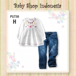 large PU535 setelan cewek tunik H putih